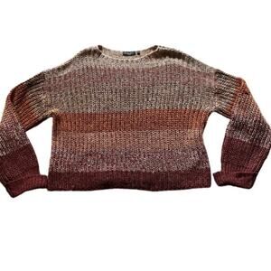 Brave Soul Earth Tone Cropped Knit Women's/Teen Sweater S/M Knit Boat Neck